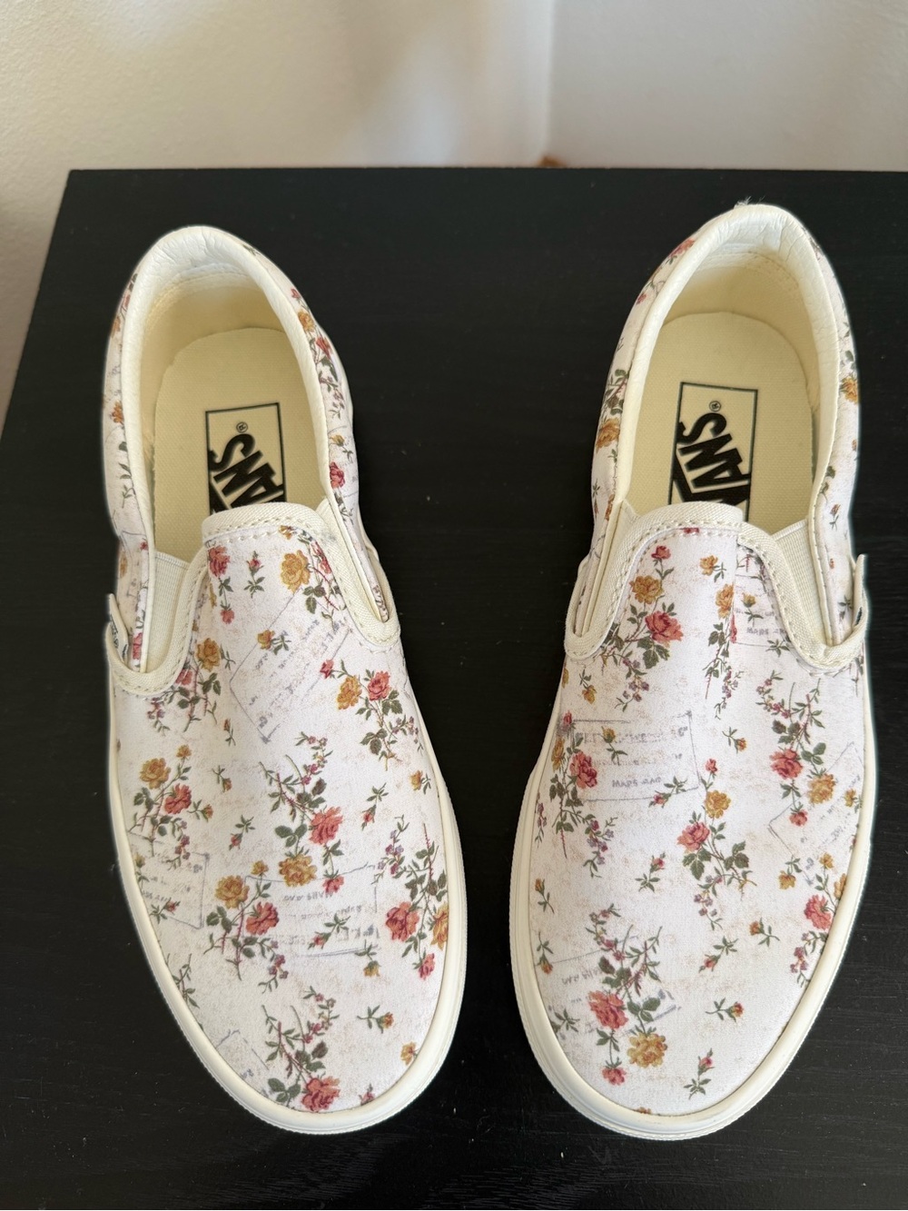 Vans Kids Cream Slip-On Sneakers with Pink & Yellow Floral Print